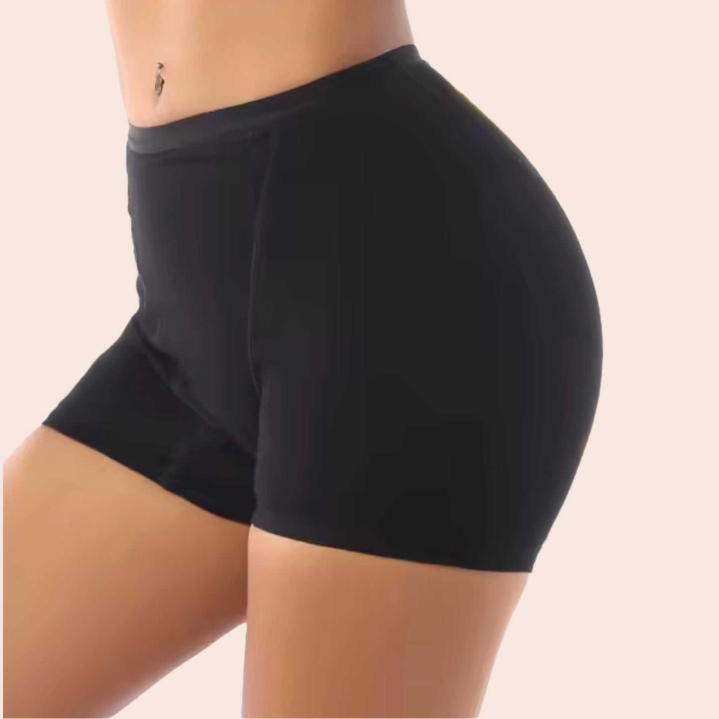 Vue côté du boxer menstruel en coton max absorption et max couvrance, couleur noire