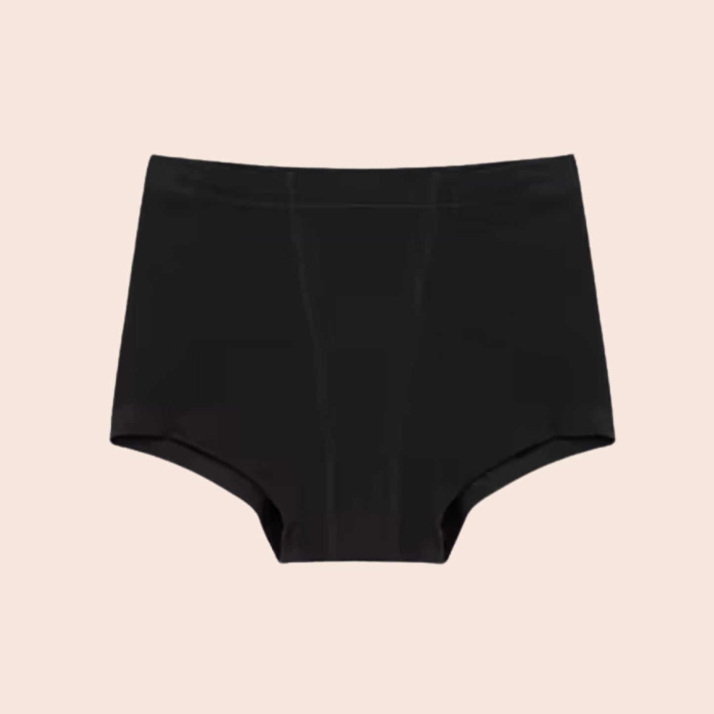 Vue produit à plat du boxer menstruel en coton doux, couleur noire