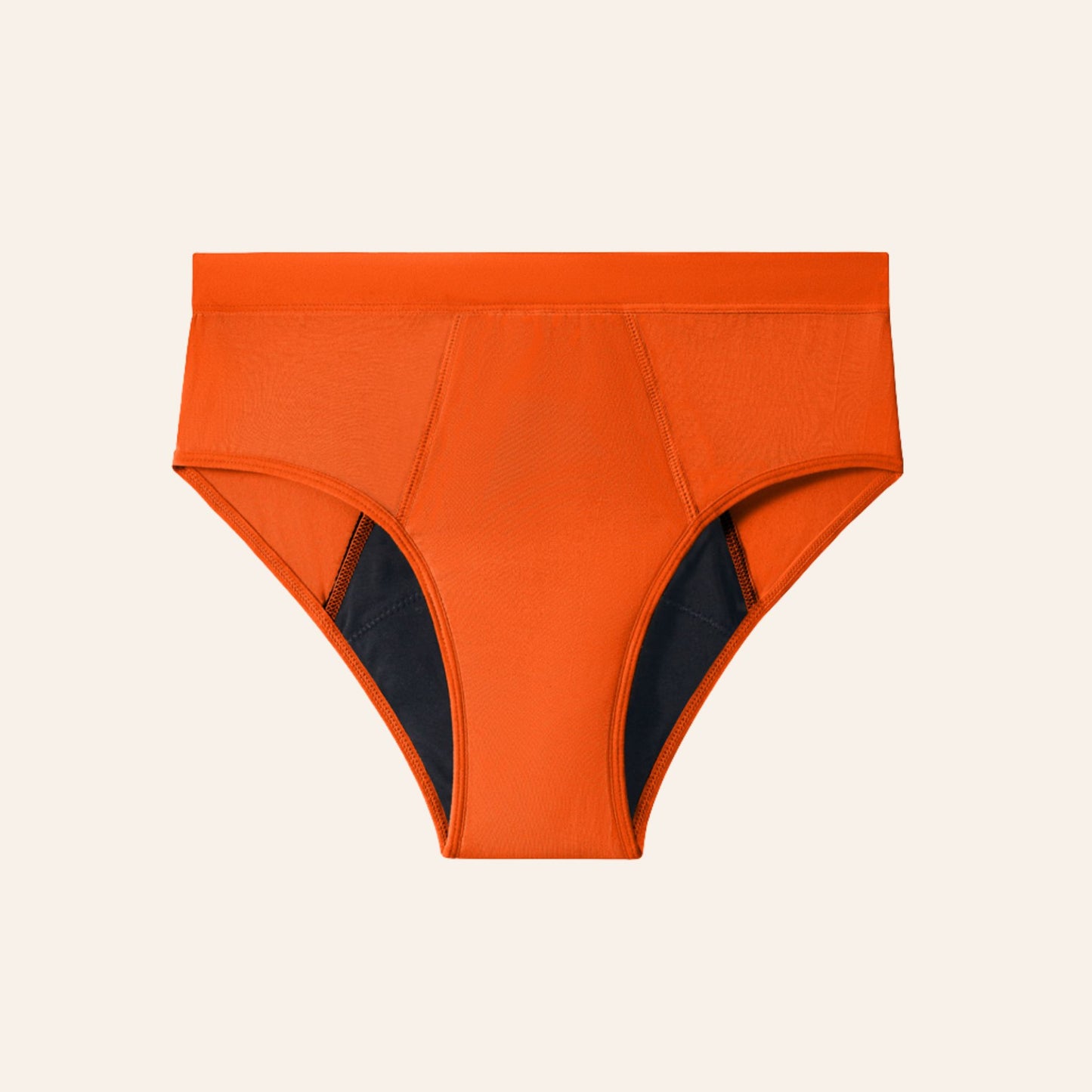 Vue produit à plat de la culotte menstruelle classique en bambou, couleur orange
