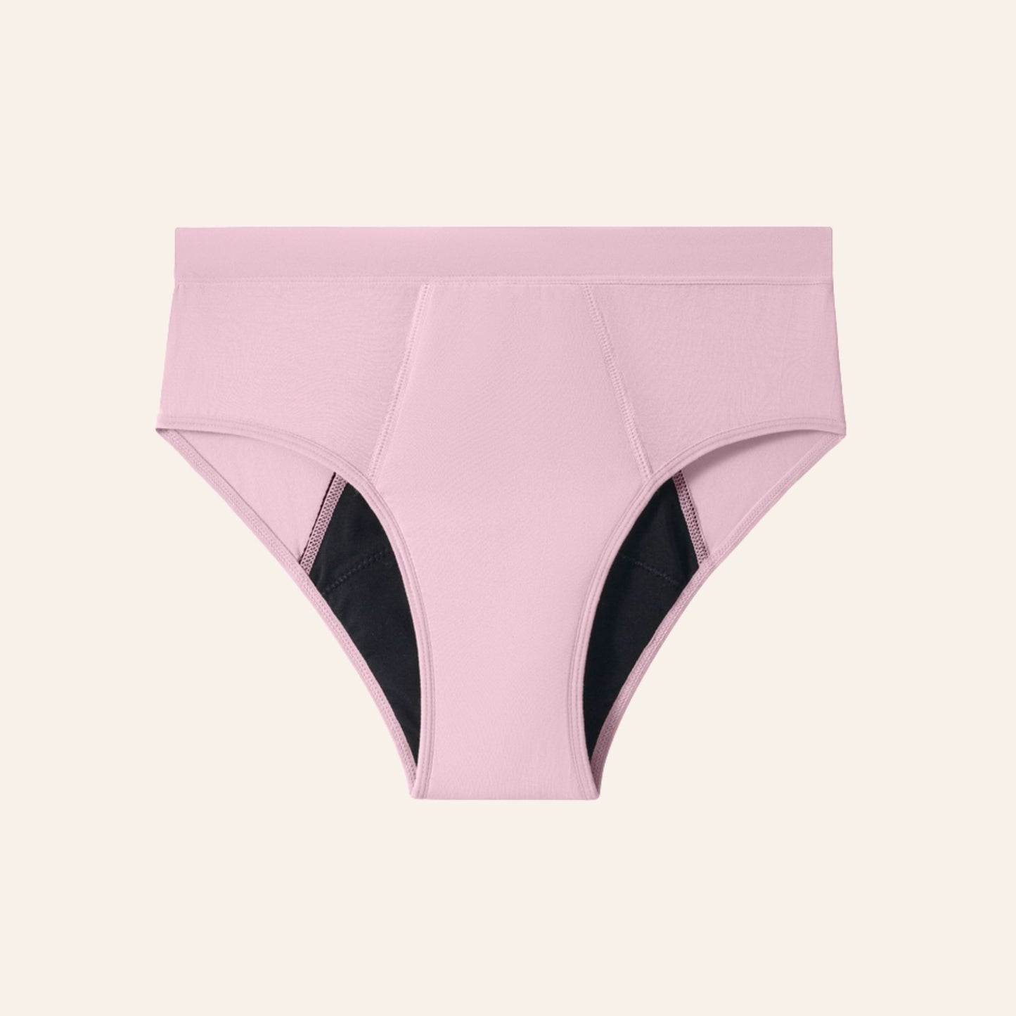 Vue produit à plat de la culotte menstruelle classique en bambou, couleur rose