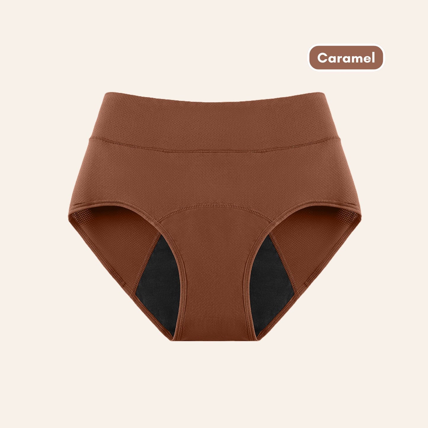 Vue produit à plat de la Culotte Mi-haute respirante couleur caramel