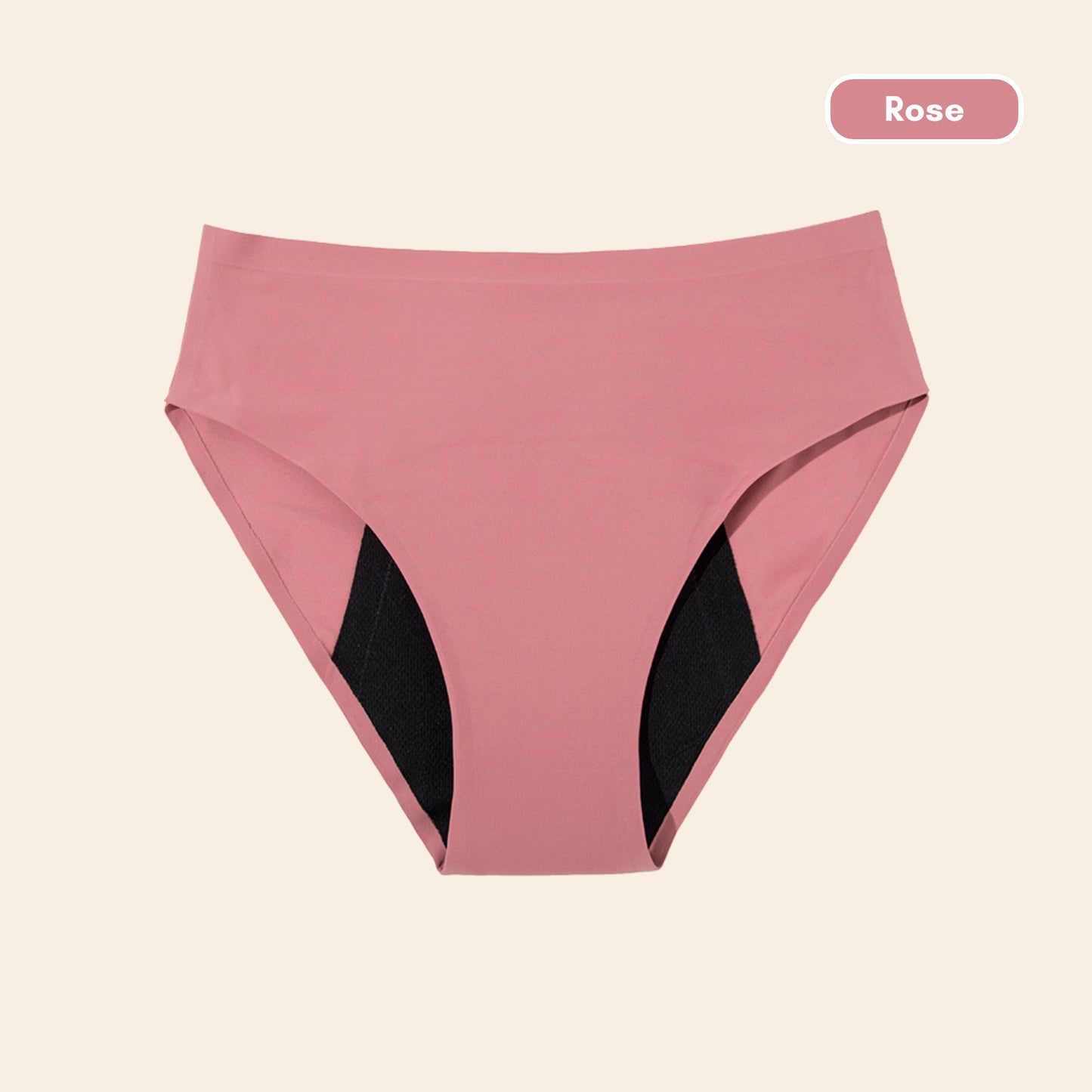 Vue produit à plat Culotte menstruelle sans couture ultra stretch, couleur rose