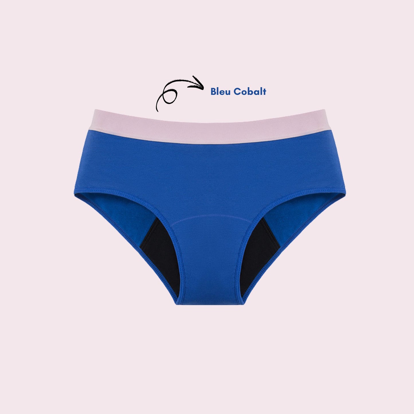 Shorty en Coton Bi-Couleur, couleur bleue roi et ceinture rose pâle