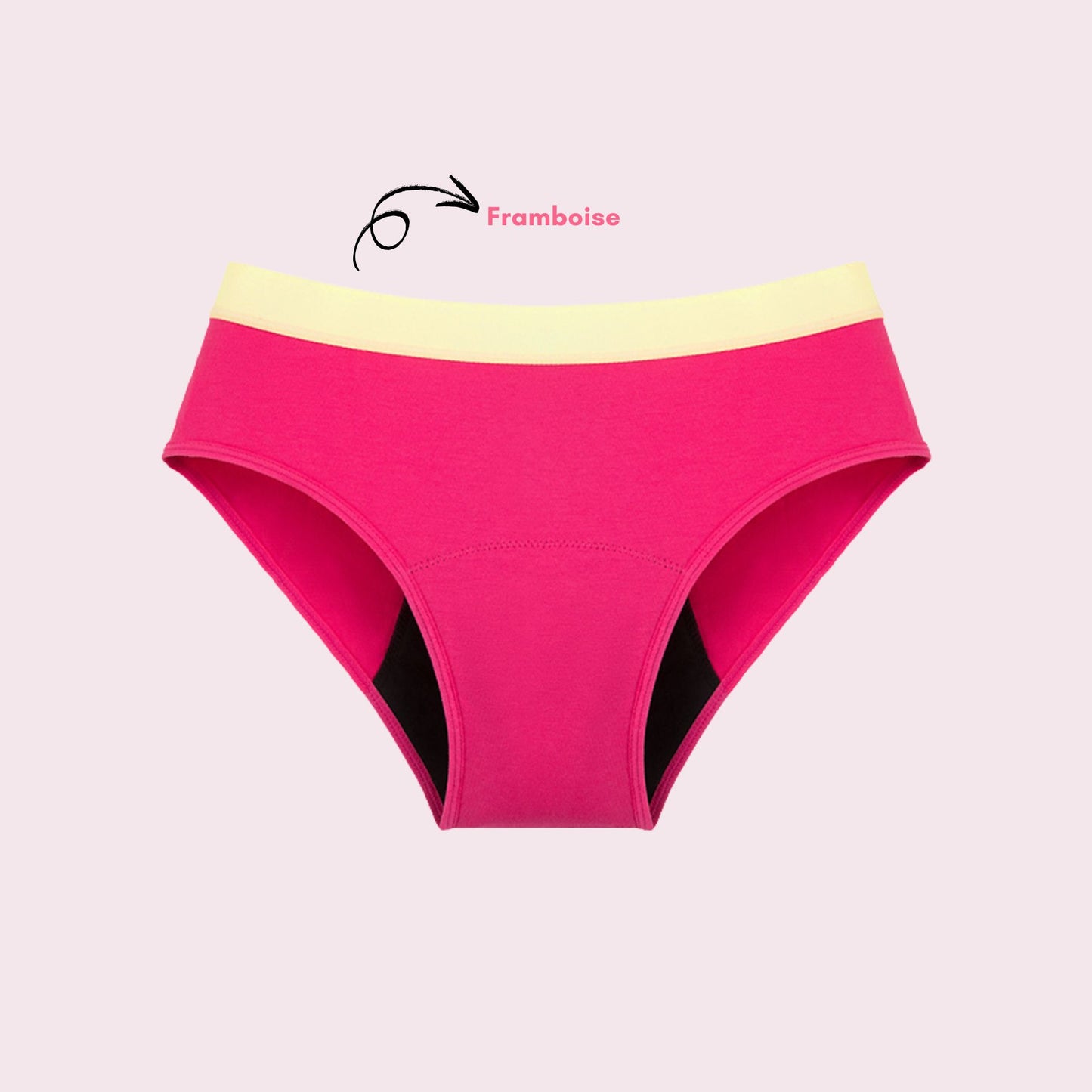 Shorty en Coton Bi-Couleur, couleur framboise et ceinture jaune pâle