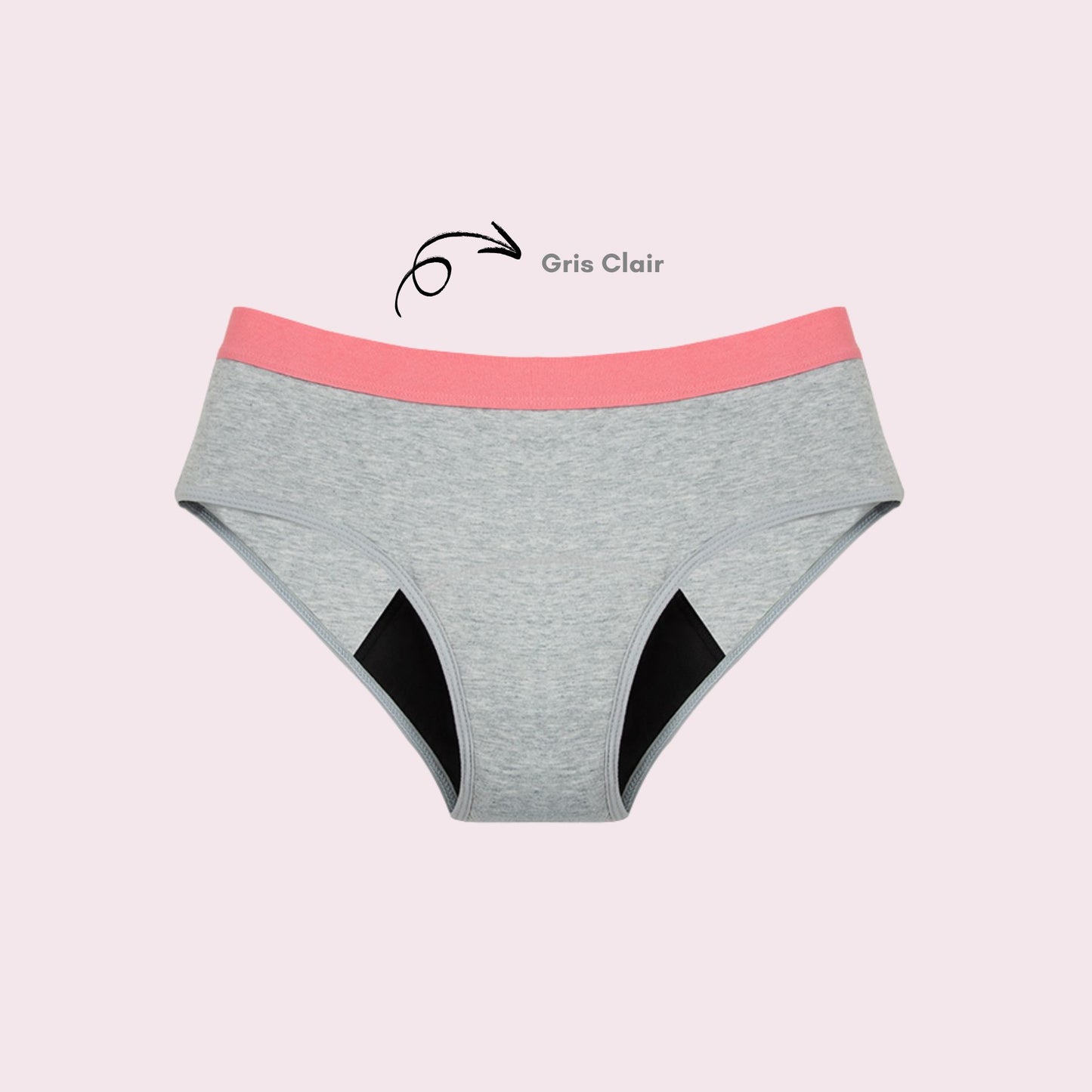Shorty en Coton Bi-Couleur, couleur grise et ceinture rose pâle