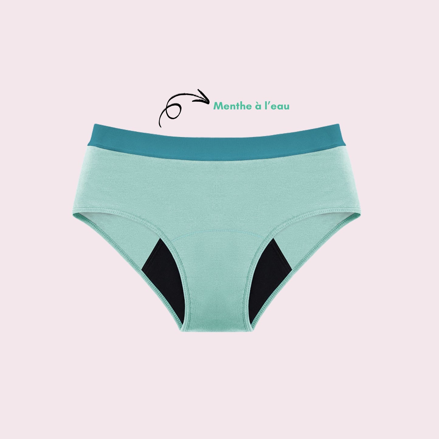 Shorty en Coton Bi-Couleur, couleur vert pâle et ceinture verte