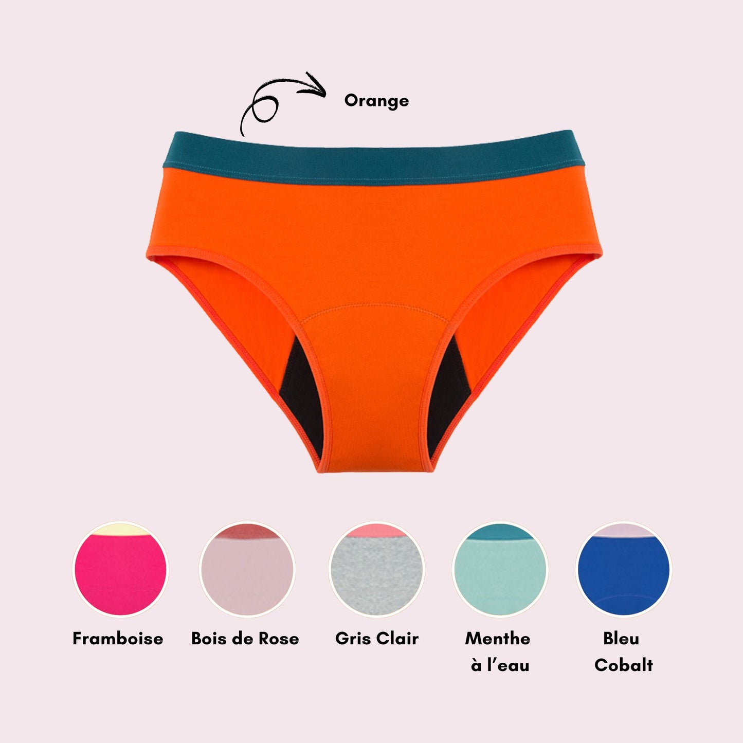 Shorty en Coton Bi-Couleur, orange et ceinture vert foncé