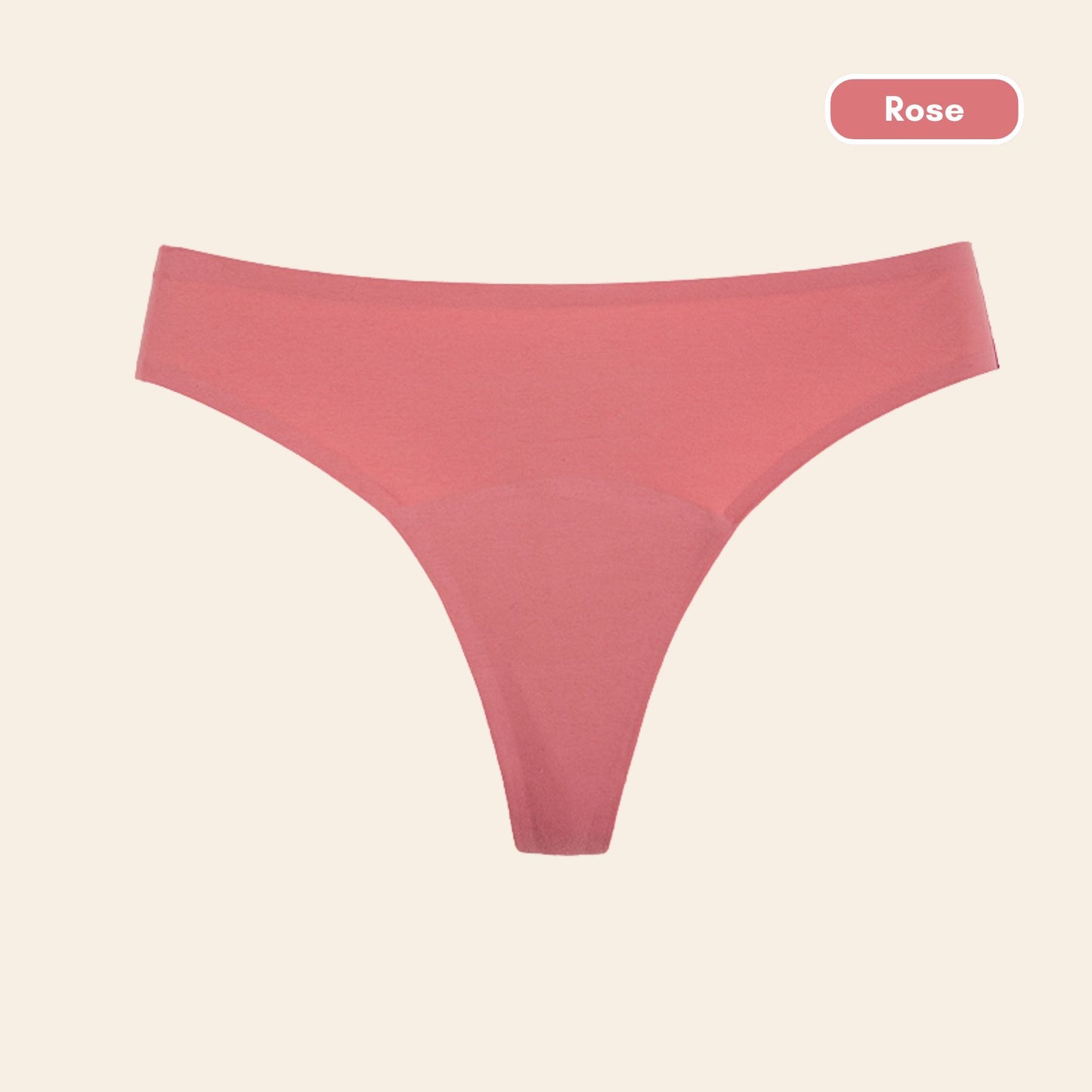 Vue produit à plat du Tanga menstruel Ultra Stretch Sans Couture, couleur rose