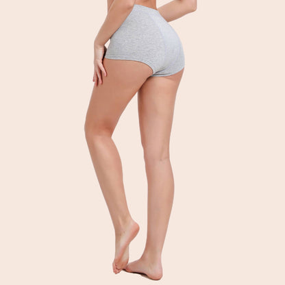 Vue arrière du boxer menstruel en coton doux, couleur grise