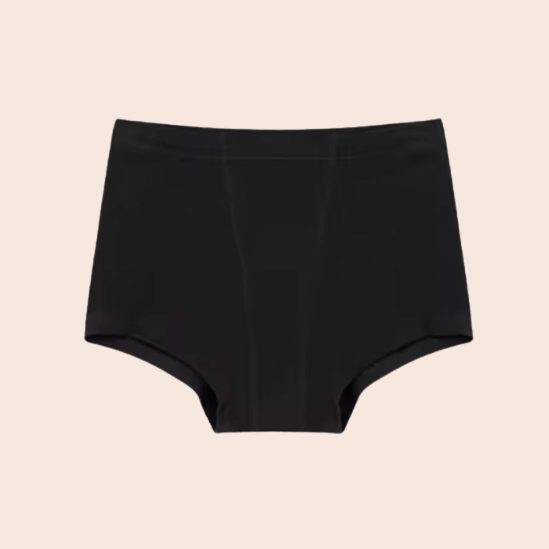 Vue produit à plat du boxer menstruel en coton doux, couleur noire