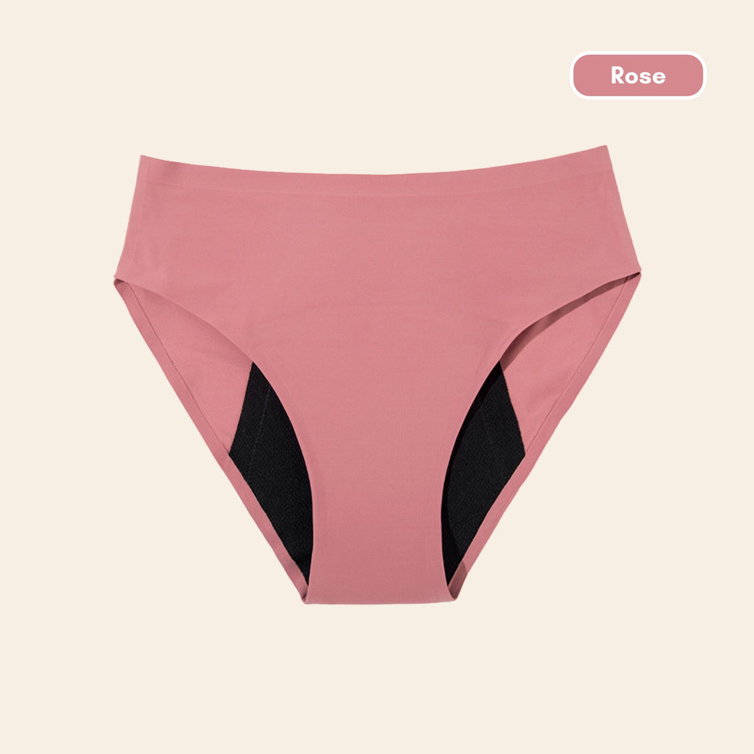 Vue produit à plat Culotte menstruelle sans couture ultra stretch, couleur rose