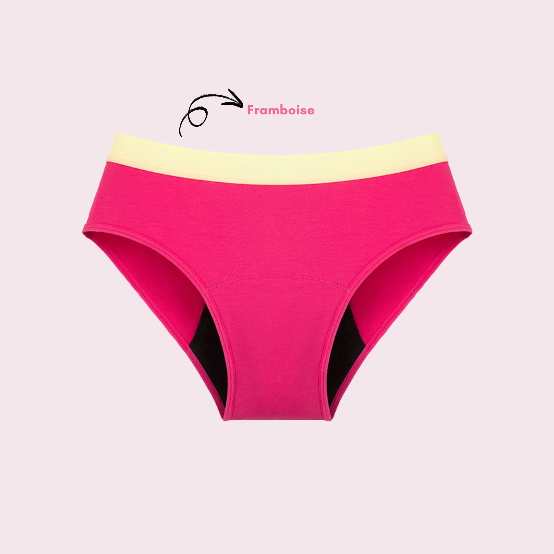 Shorty en Coton Bi-Couleur, couleur framboise et ceinture jaune pâle