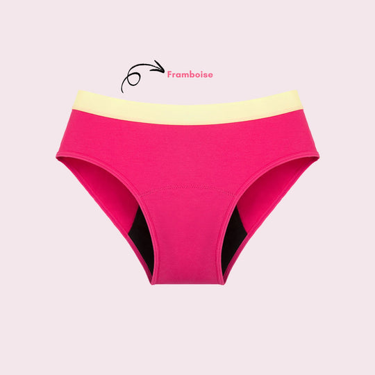 Shorty en Coton Bi-Couleur, couleur framboise et ceinture jaune pâle