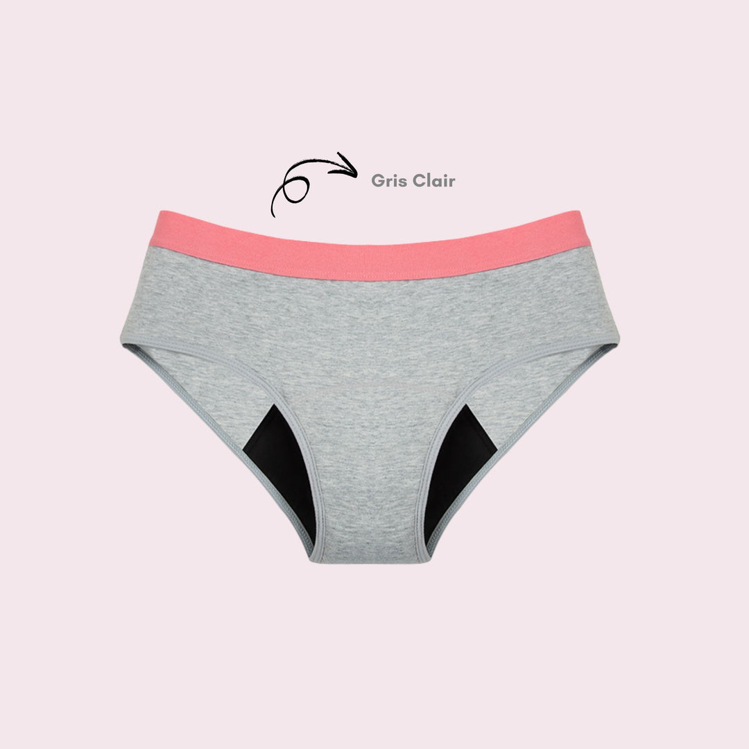 Shorty en Coton Bi-Couleur, couleur grise et ceinture rose pâle
