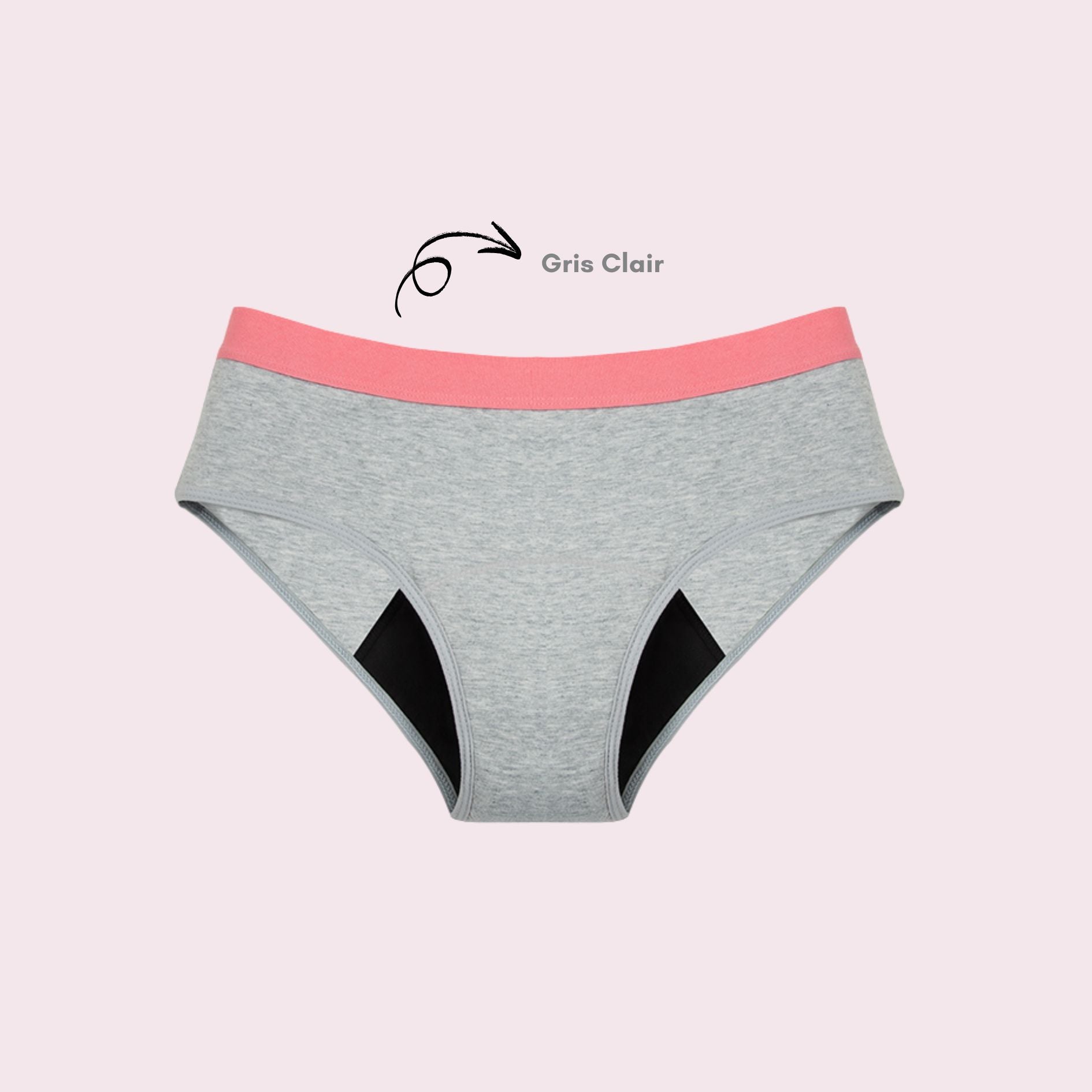 Shorty en Coton Bi-Couleur, couleur grise et ceinture rose pâle