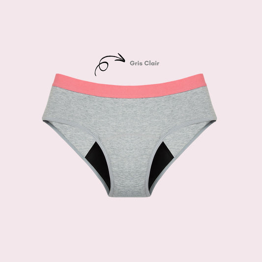 Shorty en Coton Bi-Couleur, couleur grise et ceinture rose pâle