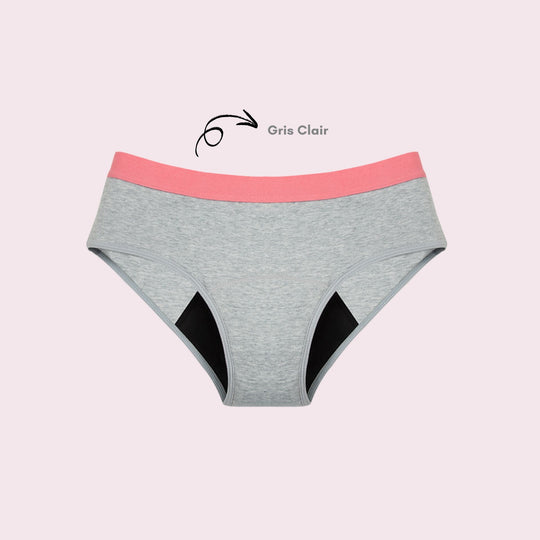 Shorty en Coton Bi-Couleur, couleur grise et ceinture rose pâle