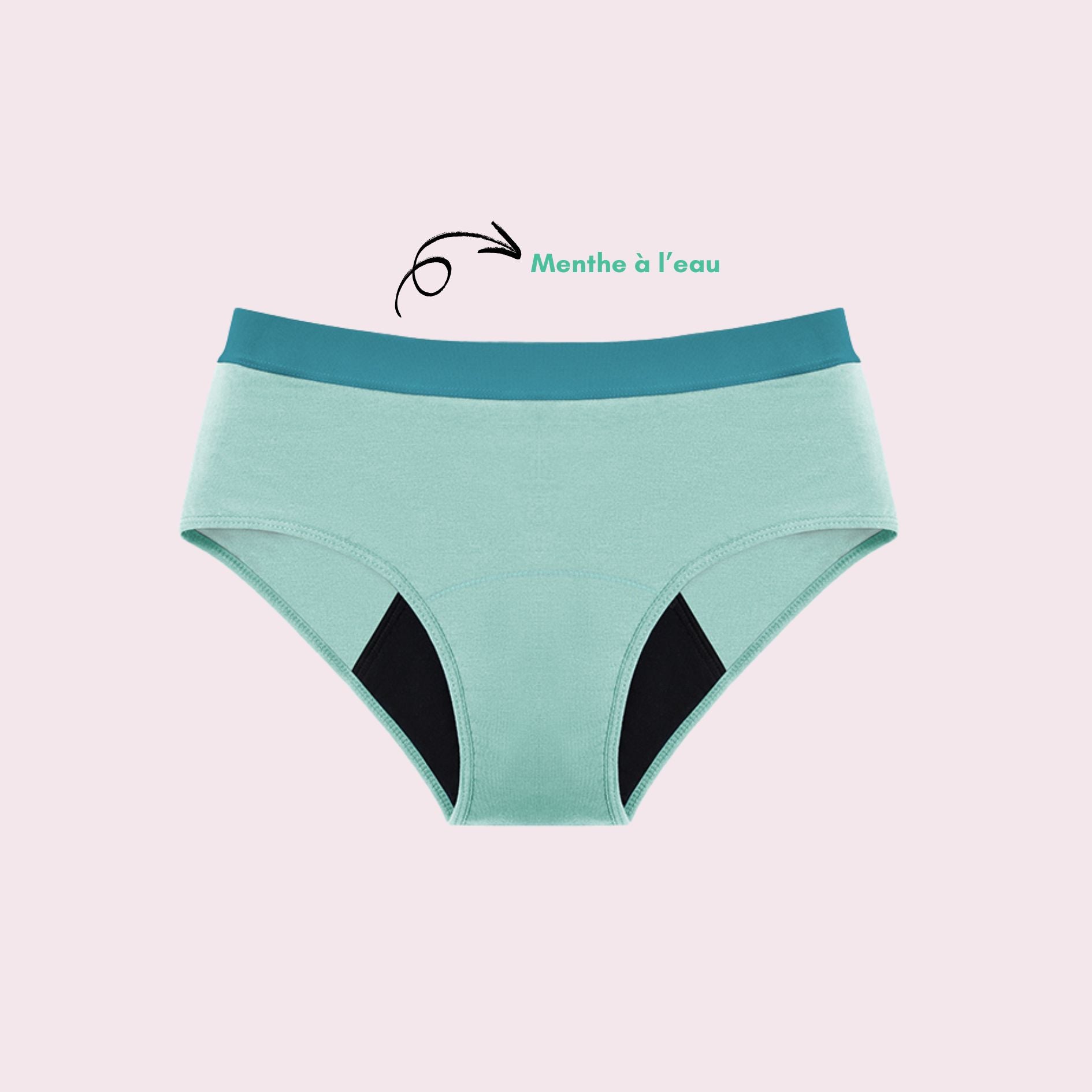 Shorty en Coton Bi-Couleur, couleur vert pâle et ceinture verte