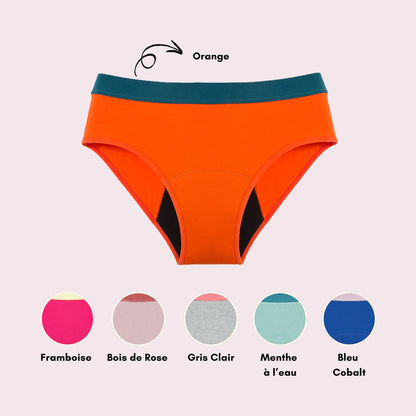 Shorty en Coton Bi-Couleur, orange et ceinture vert foncé